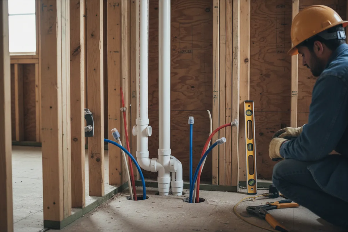 Drain and supply rough-in during Leak Detection in Stephens City